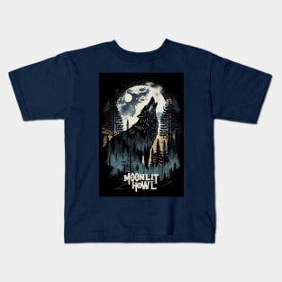 Moonlit Howl Wolf Kids T-Shirt